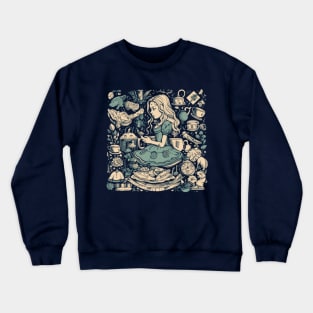 Modern Alice in Wonderland Drawing Crewneck Sweatshirt